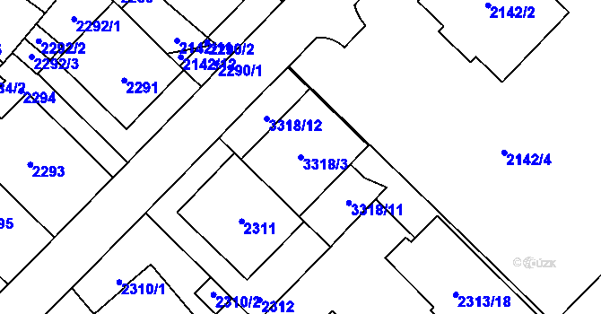 Parcela st. 3318/3 v KÚ Michle, Katastrální mapa