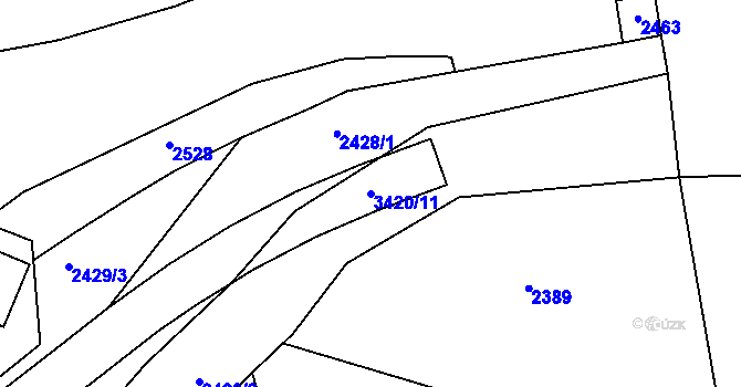 Parcela st. 3420/11 v KÚ Michle, Katastrální mapa