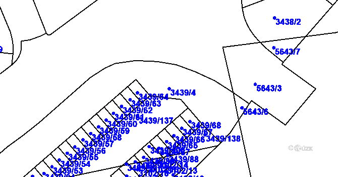 Parcela st. 3439/4 v KÚ Michle, Katastrální mapa