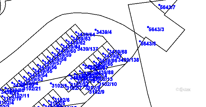 Parcela st. 3439/67 v KÚ Michle, Katastrální mapa