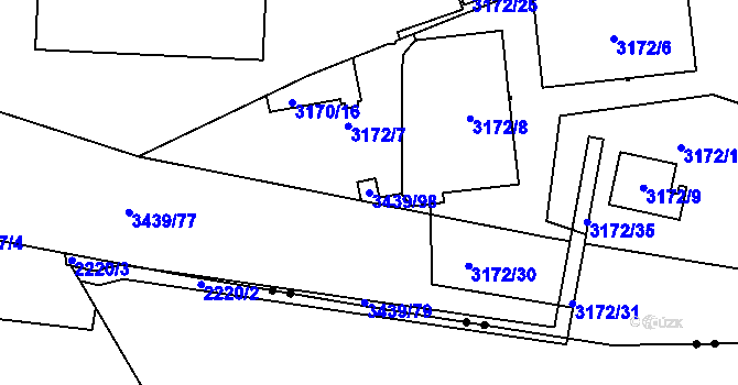Parcela st. 3439/98 v KÚ Michle, Katastrální mapa