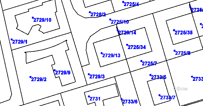 Parcela st. 2729/13 v KÚ Michle, Katastrální mapa