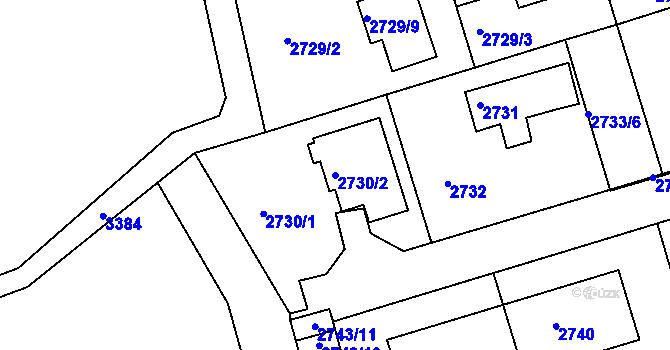 Parcela st. 2730/2 v KÚ Michle, Katastrální mapa