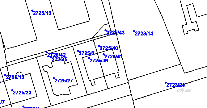 Parcela st. 2725/41 v KÚ Michle, Katastrální mapa