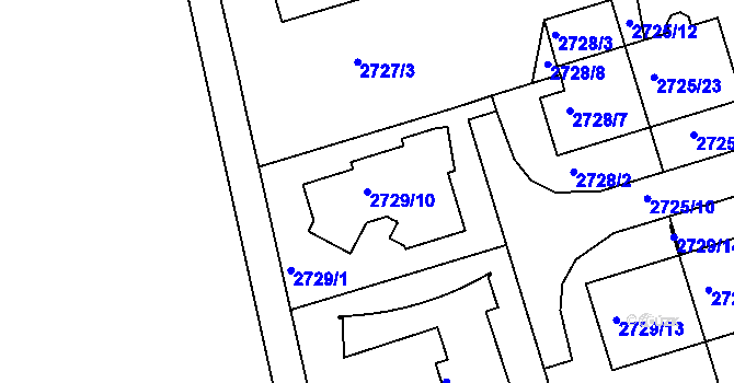 Parcela st. 2729/10 v KÚ Michle, Katastrální mapa