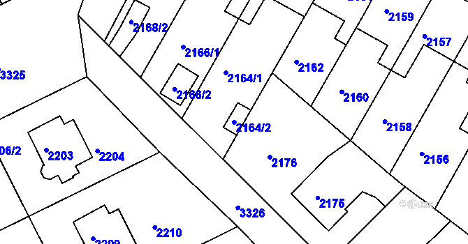 Parcela st. 2164/2 v KÚ Michle, Katastrální mapa