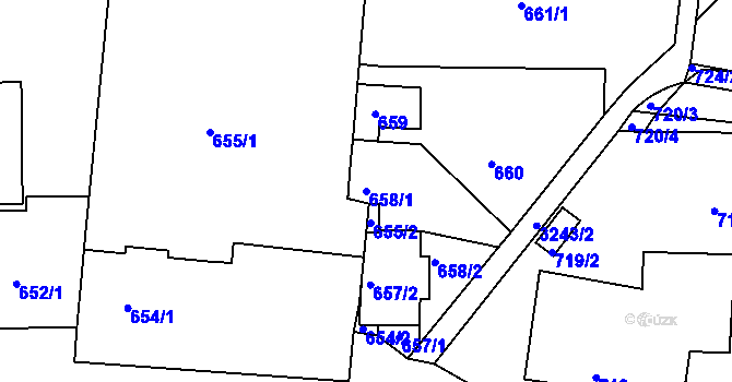 Parcela st. 658/1 v KÚ Michle, Katastrální mapa