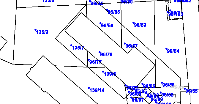 Parcela st. 96/78 v KÚ Michle, Katastrální mapa