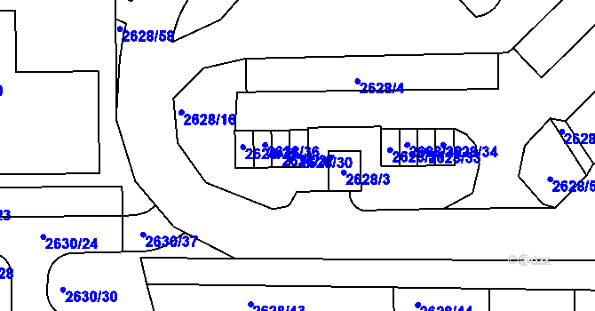 Parcela st. 2628/30 v KÚ Michle, Katastrální mapa