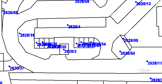 Parcela st. 2628/32 v KÚ Michle, Katastrální mapa