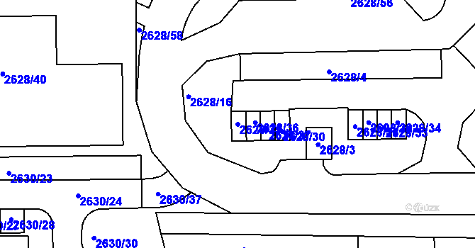 Parcela st. 2628/35 v KÚ Michle, Katastrální mapa