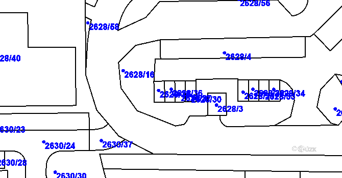 Parcela st. 2628/36 v KÚ Michle, Katastrální mapa