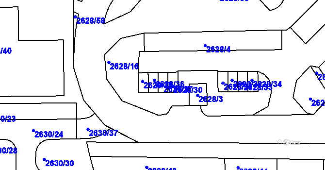 Parcela st. 2628/37 v KÚ Michle, Katastrální mapa