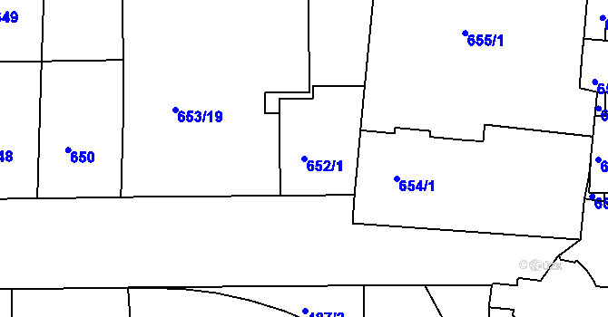 Parcela st. 652/1 v KÚ Michle, Katastrální mapa