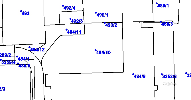Parcela st. 484/10 v KÚ Michle, Katastrální mapa