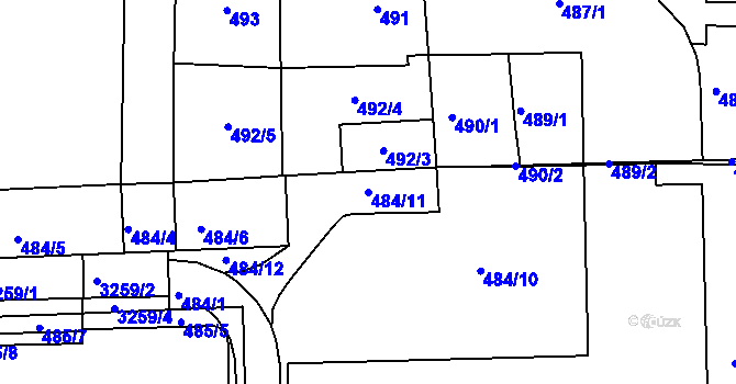 Parcela st. 484/11 v KÚ Michle, Katastrální mapa