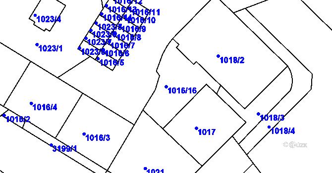 Parcela st. 1016/16 v KÚ Michle, Katastrální mapa