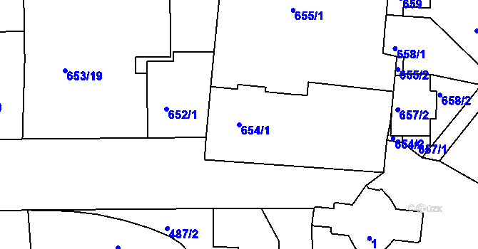 Parcela st. 654/1 v KÚ Michle, Katastrální mapa