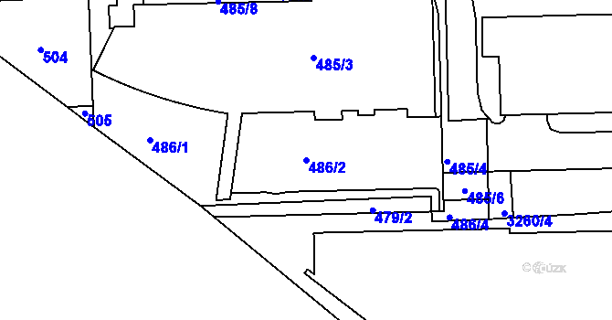 Parcela st. 486/2 v KÚ Michle, Katastrální mapa