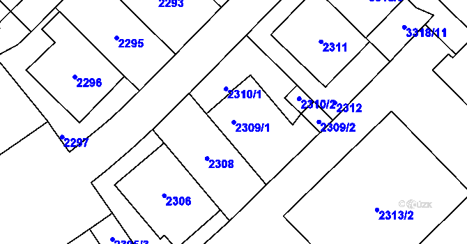 Parcela st. 2309/1 v KÚ Michle, Katastrální mapa