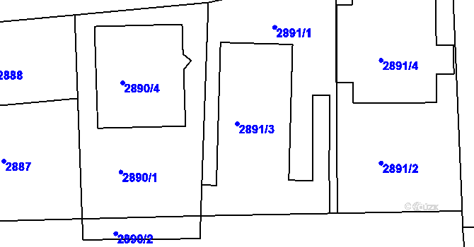 Parcela st. 2891/3 v KÚ Michle, Katastrální mapa