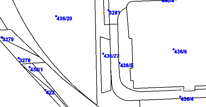 Parcela st. 436/27 v KÚ Michle, Katastrální mapa