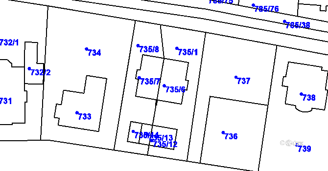 Parcela st. 735/6 v KÚ Michle, Katastrální mapa