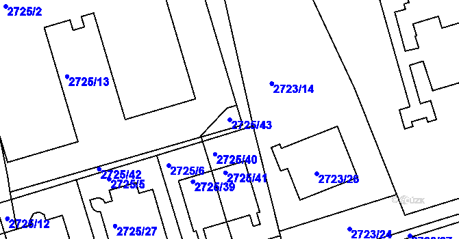 Parcela st. 2725/43 v KÚ Michle, Katastrální mapa