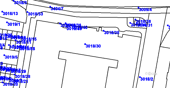 Parcela st. 3018/30 v KÚ Michle, Katastrální mapa