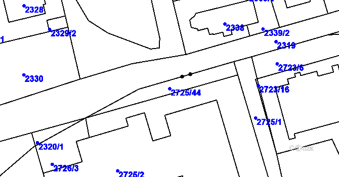 Parcela st. 2725/44 v KÚ Michle, Katastrální mapa