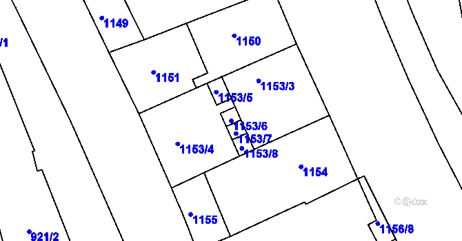 Parcela st. 1153/6 v KÚ Michle, Katastrální mapa