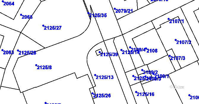Parcela st. 2125/39 v KÚ Michle, Katastrální mapa