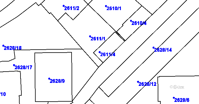 Parcela st. 2611/4 v KÚ Michle, Katastrální mapa