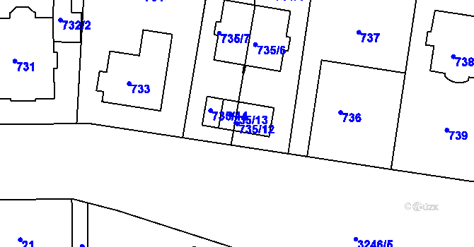 Parcela st. 735/12 v KÚ Michle, Katastrální mapa