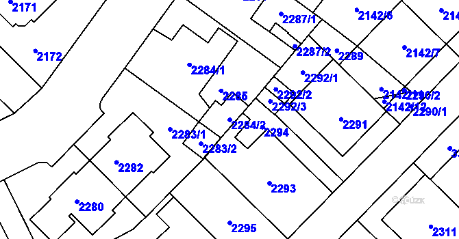 Parcela st. 2284/2 v KÚ Michle, Katastrální mapa
