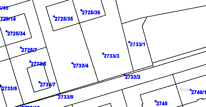 Parcela st. 2733/3 v KÚ Michle, Katastrální mapa