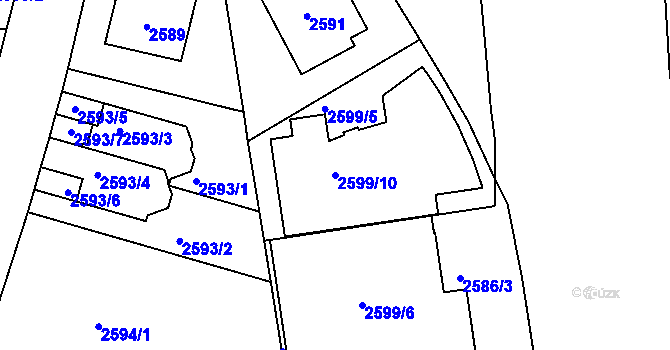 Parcela st. 2599/10 v KÚ Michle, Katastrální mapa