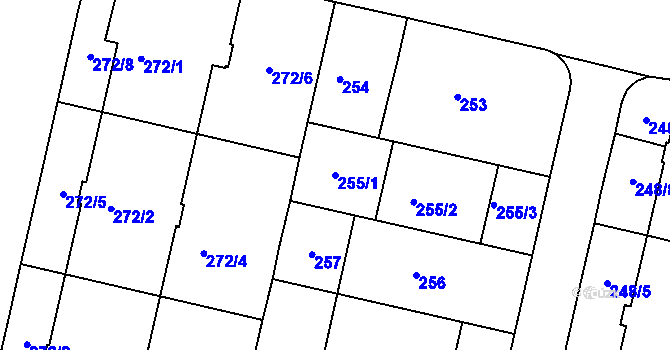Parcela st. 255/1 v KÚ Michle, Katastrální mapa