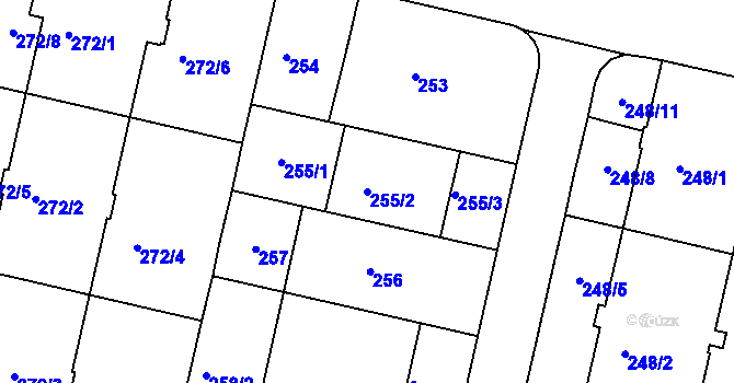 Parcela st. 255/2 v KÚ Michle, Katastrální mapa