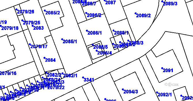 Parcela st. 2086/4 v KÚ Michle, Katastrální mapa
