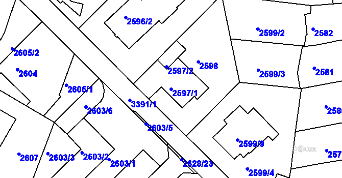 Parcela st. 2597/1 v KÚ Michle, Katastrální mapa