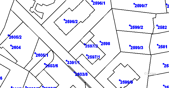 Parcela st. 2597/2 v KÚ Michle, Katastrální mapa