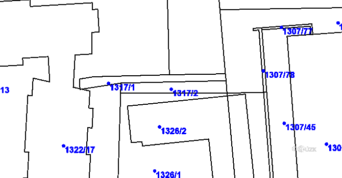Parcela st. 1317/2 v KÚ Michle, Katastrální mapa