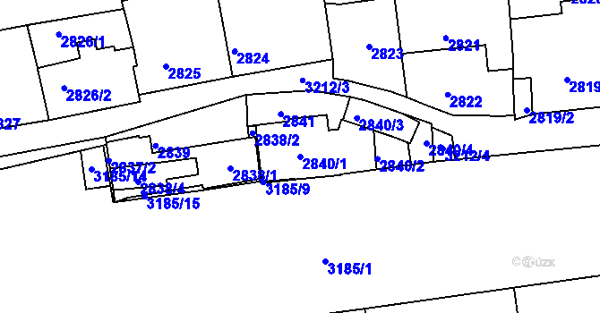 Parcela st. 2840/1 v KÚ Michle, Katastrální mapa