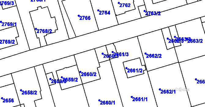 Parcela st. 2660/3 v KÚ Michle, Katastrální mapa
