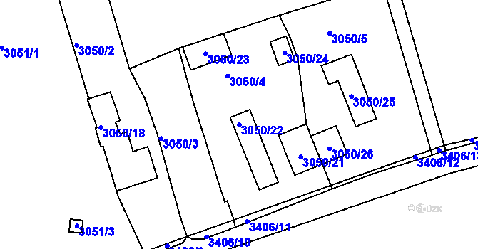 Parcela st. 3050/22 v KÚ Michle, Katastrální mapa