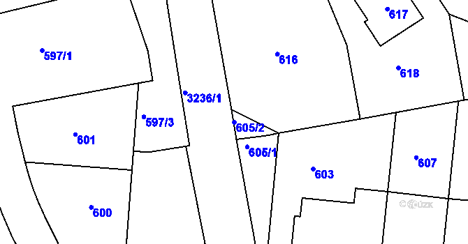 Parcela st. 605/2 v KÚ Michle, Katastrální mapa