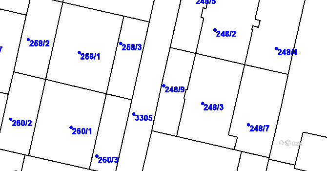 Parcela st. 248/9 v KÚ Michle, Katastrální mapa