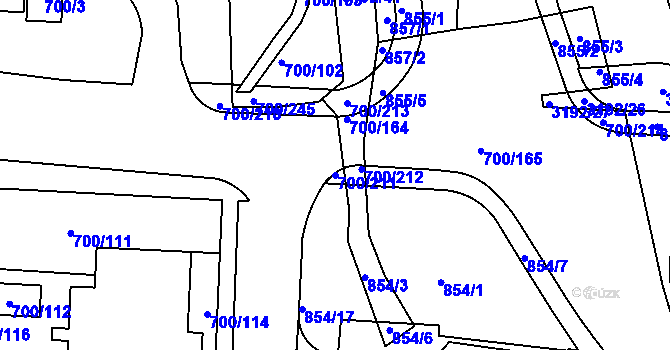 Parcela st. 700/211 v KÚ Michle, Katastrální mapa