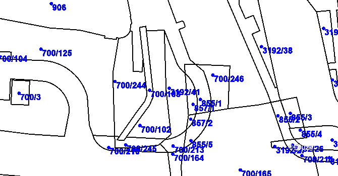 Parcela st. 3192/41 v KÚ Michle, Katastrální mapa